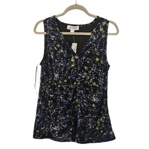 Multi-Coloured Addition-Elle Women's Sleeveless Printed V-Neck Knit Floral Top
